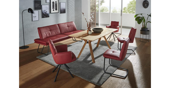 ARMLEHNSTUHL Echtleder Rot, Schwarz - Rot/Schwarz, Design, Leder/Metall (62/87/59cm) - Dieter Knoll