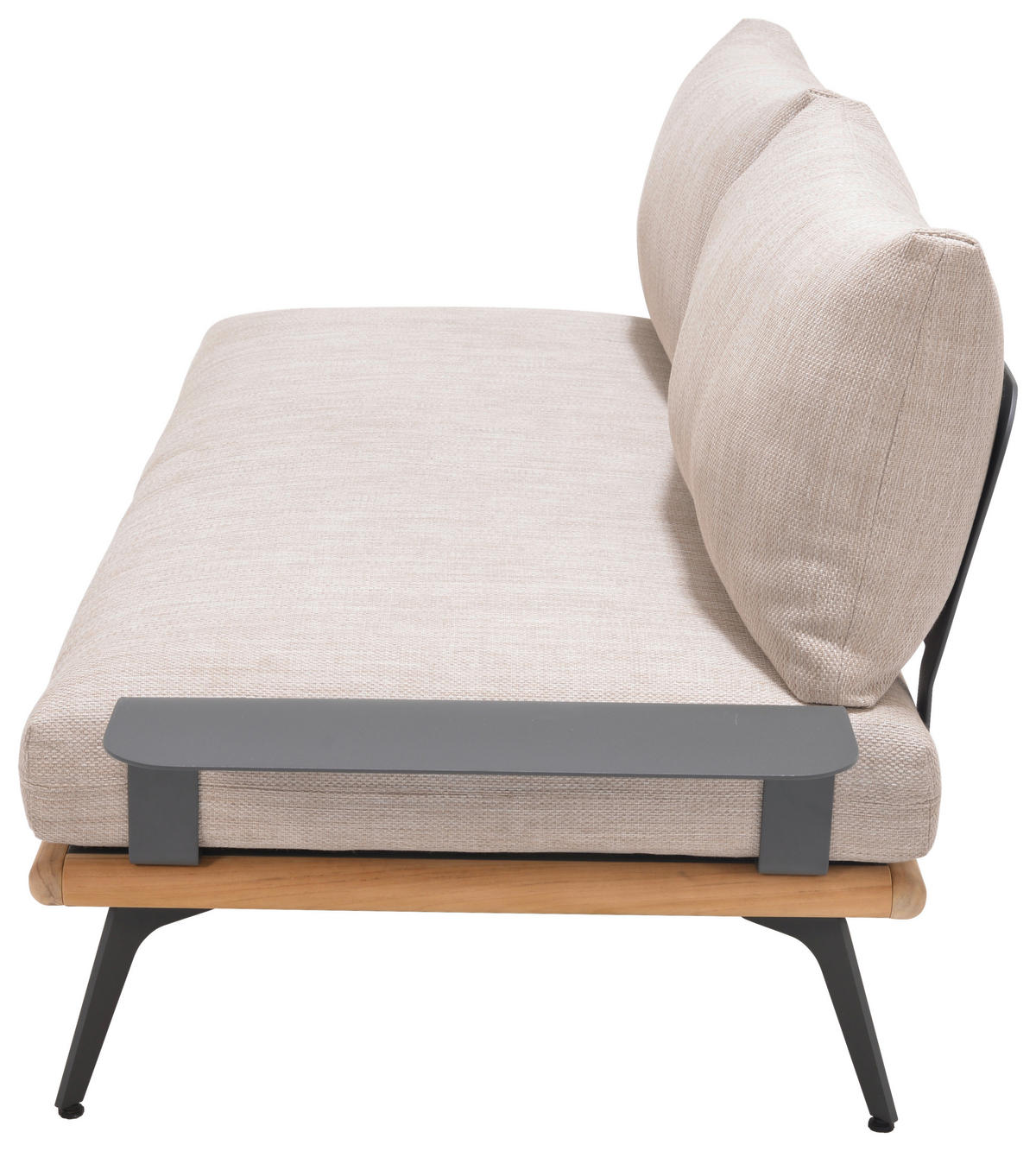 LOUNGEGARNITUR 150/280 cm Aluminium, Stahl  - Greige/Dunkelgrau, Design, Textil/Metall (150/280cm) - Amatio