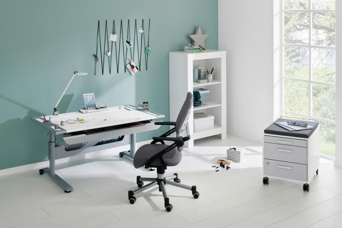 JUGENDSCHREIBTISCH 120/70/53-79 cm  in Blau, Weiss  - Blau/Weiss, Basics, Holzwerkstoff/Kunststoff (120/70/53-79cm) - Paidi