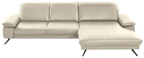 ECKSOFA in Echtleder Naturfarben  - Schwarz/Naturfarben, Design, Leder/Metall (328/193cm) - Dieter Knoll