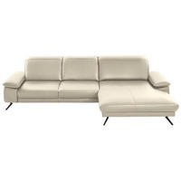 ECKSOFA in Echtleder Naturfarben  - Schwarz/Naturfarben, Design, Leder/Metall (328/193cm) - Dieter Knoll