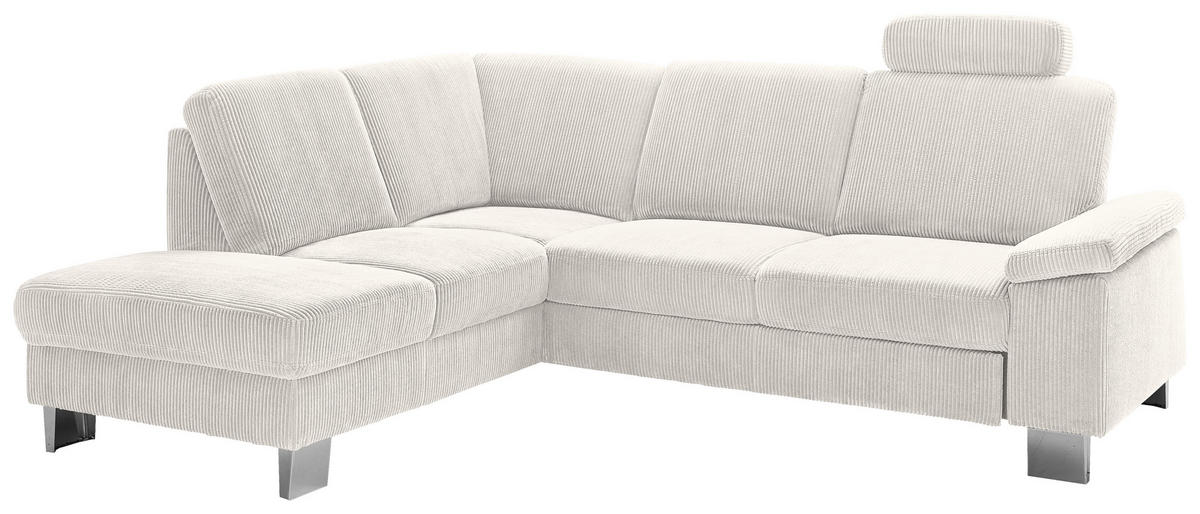 ECKSOFA in Cord Beige  200/248 cm  - Edelstahlfarben/Beige, KONVENTIONELL, Textil/Metall (200/248cm) - Beldomo System