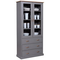 VITRINE  in massiv Kiefer Braun, Grau  - Braun/Grau, KONVENTIONELL, Holz (90/190/38,4cm) - MID.YOU