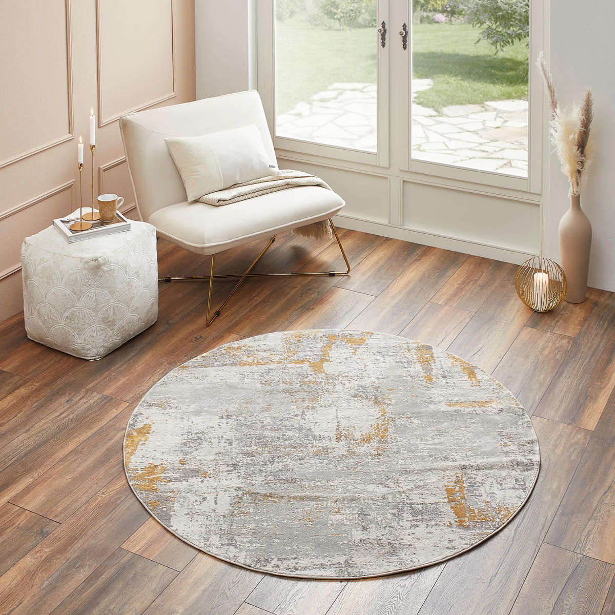 VINTAGE-TEPPICH 160 cm Apollo Goldfarben rund  - Goldfarben, Design, Textil (160cm) - Dieter Knoll
