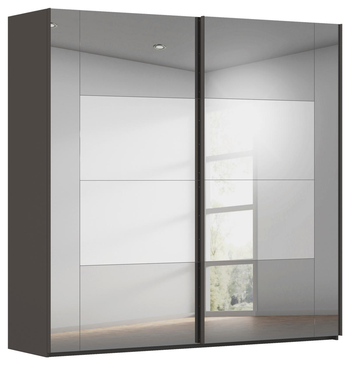 SCHWEBETÜRENSCHRANK in Graphitfarben  - Graphitfarben, Design, Glas/Holzwerkstoff (226/223/68cm) - Xora
