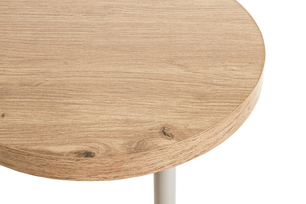 BEISTELLTISCH Grau, Eichefarben, Beige rund  - Eichefarben/Beige, Trend, Holzwerkstoff/Metall (30/50cm)