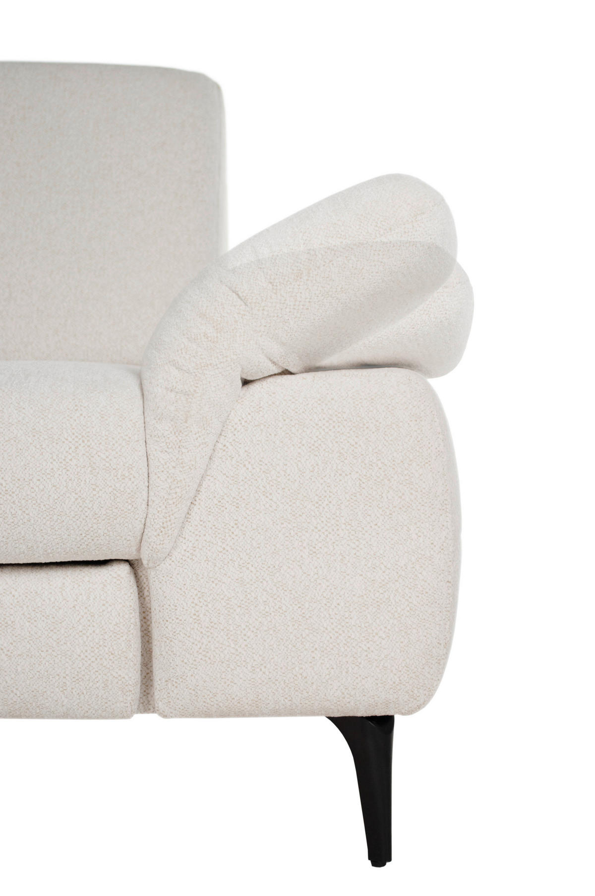 ECKSOFA ALMA in Chenille Creme  191/285 cm  - Creme/Schwarz, Design, Textil/Metall (191/285cm) - Livetastic