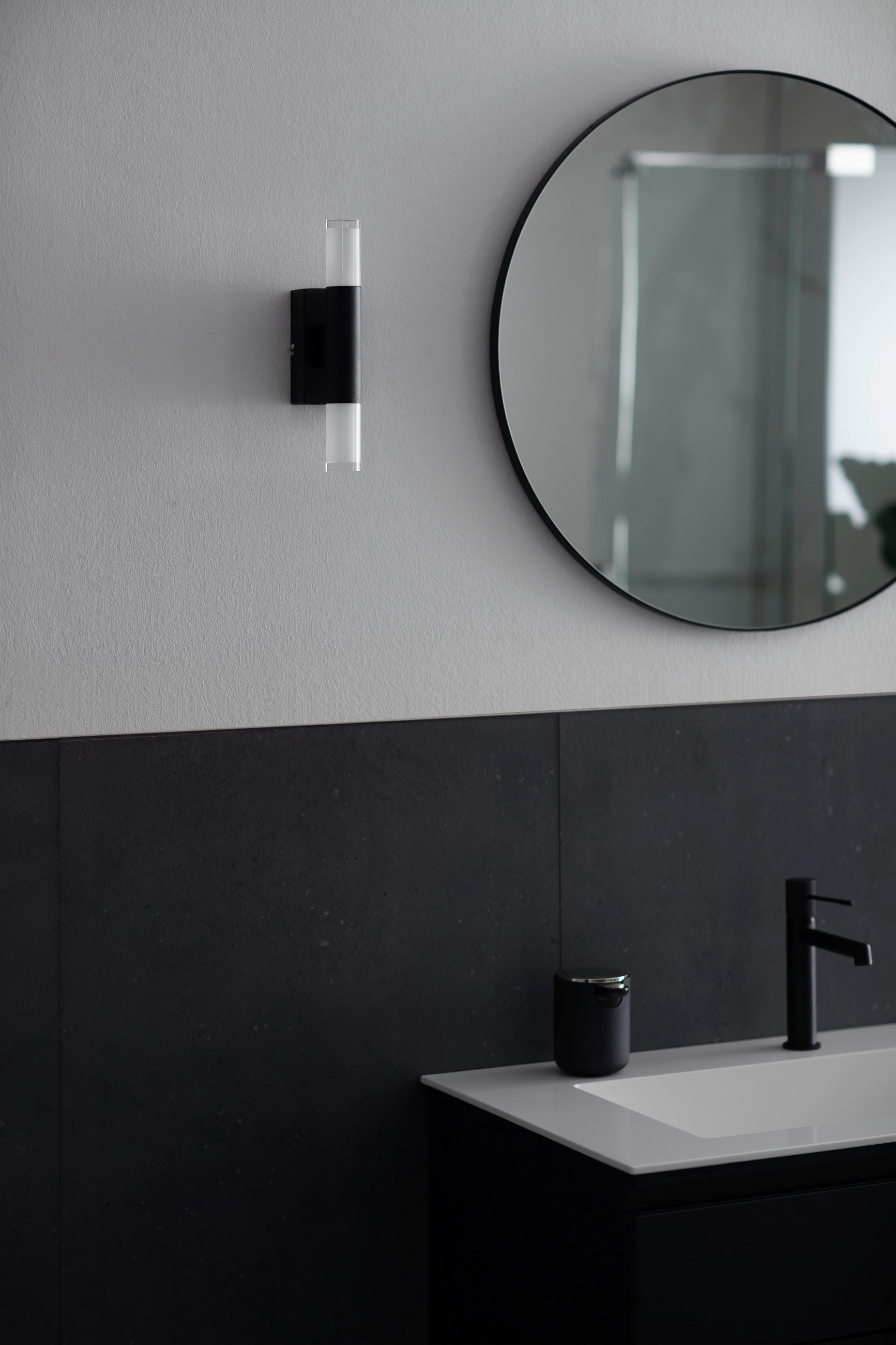 BADEZIMMER-WANDLEUCHTE Twice 7/29 cm   - Sandfarben/Schwarz, Basics, Glas/Metall (7/29cm) - Schöner Wohnen
