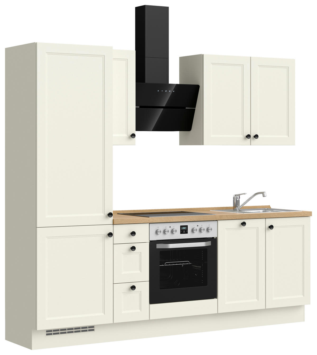KÜCHENBLOCK 240 cm   in Weiß, Eichefarben  - Eichefarben/Schwarz, MODERN, Holzwerkstoff/Metall (240cm) - Nobilia