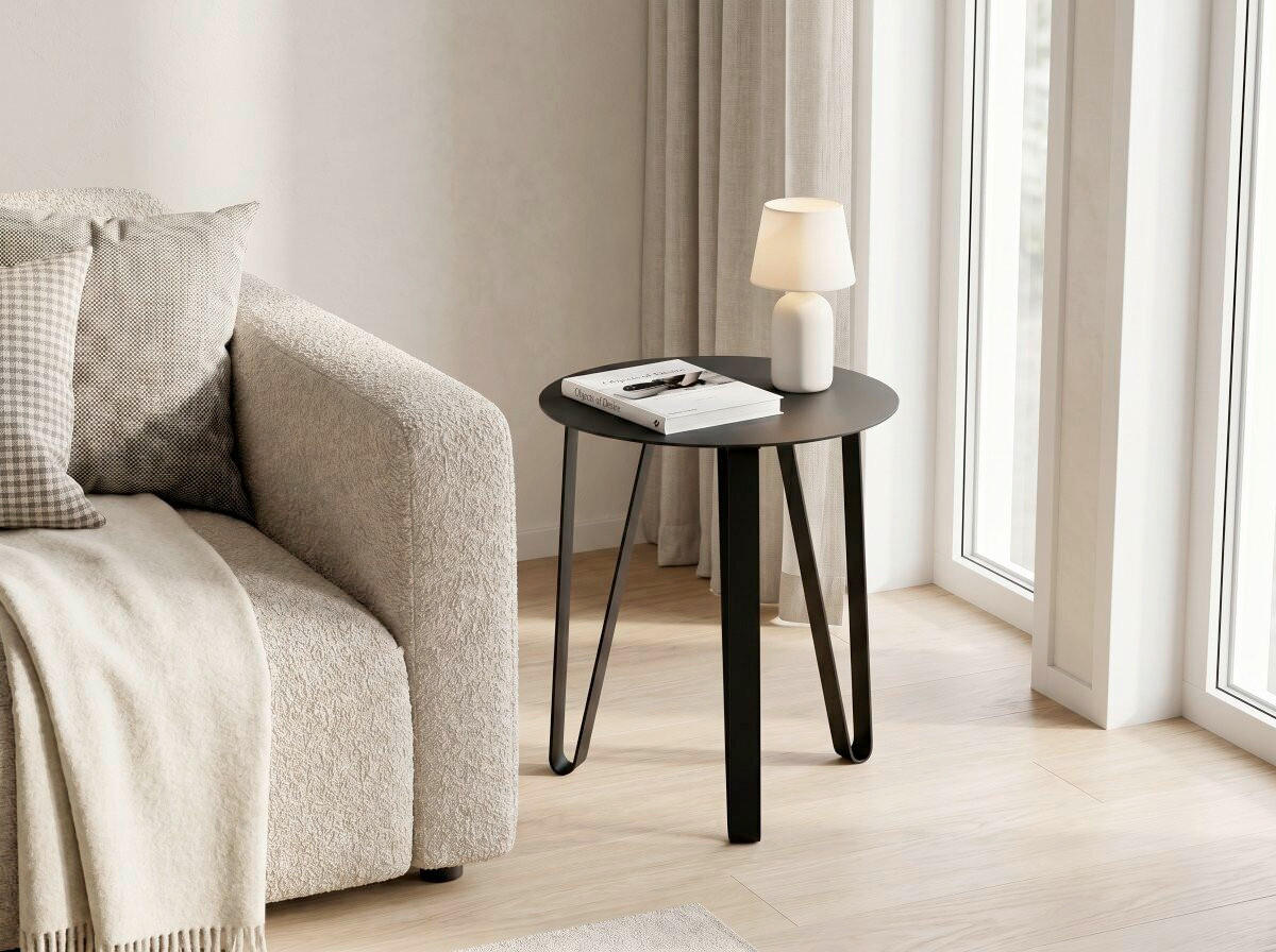 COUCHTISCH 40/40/50 cm rund Schwarz  - Schwarz, Design, Metall (40/40/50cm) - Xora