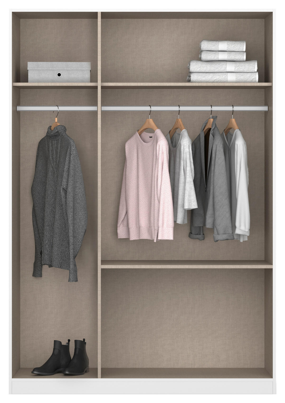 DREHTÜRENSCHRANK in Grau, Eiche Artisan  - Eiche Artisan/Grau, Modern, Holzwerkstoff (136/197/54cm) - Rauch Möbel