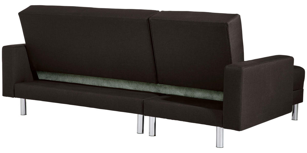 ECKSCHLAFSOFA inkl. Hocker in Dunkelbraun Textil   - Chromfarben/Dunkelbraun, Konventionell, Textil/Metall (152/230cm) - Max Winzer