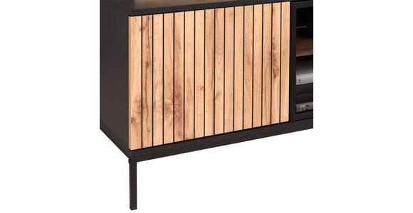 LOWBOARD  in 205,8/56/38 cm  - Eiche Wotan/Schwarz, KONVENTIONELL, Glas/Holzwerkstoff (205,8/56/38cm) - Xora