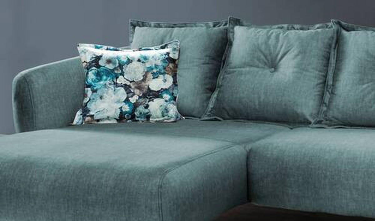 ECKSOFA in Velours Blau, Multicolor  - Blau/Multicolor, Modern, Holz/Textil (162/277cm) - Livetastic