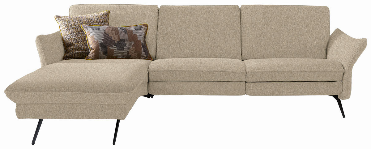 ECKSOFA Mikrofaser Hellbraun  - Hellbraun/Anthrazit, Design, Textil/Metall (158/262cm) - Himolla Komfortklass