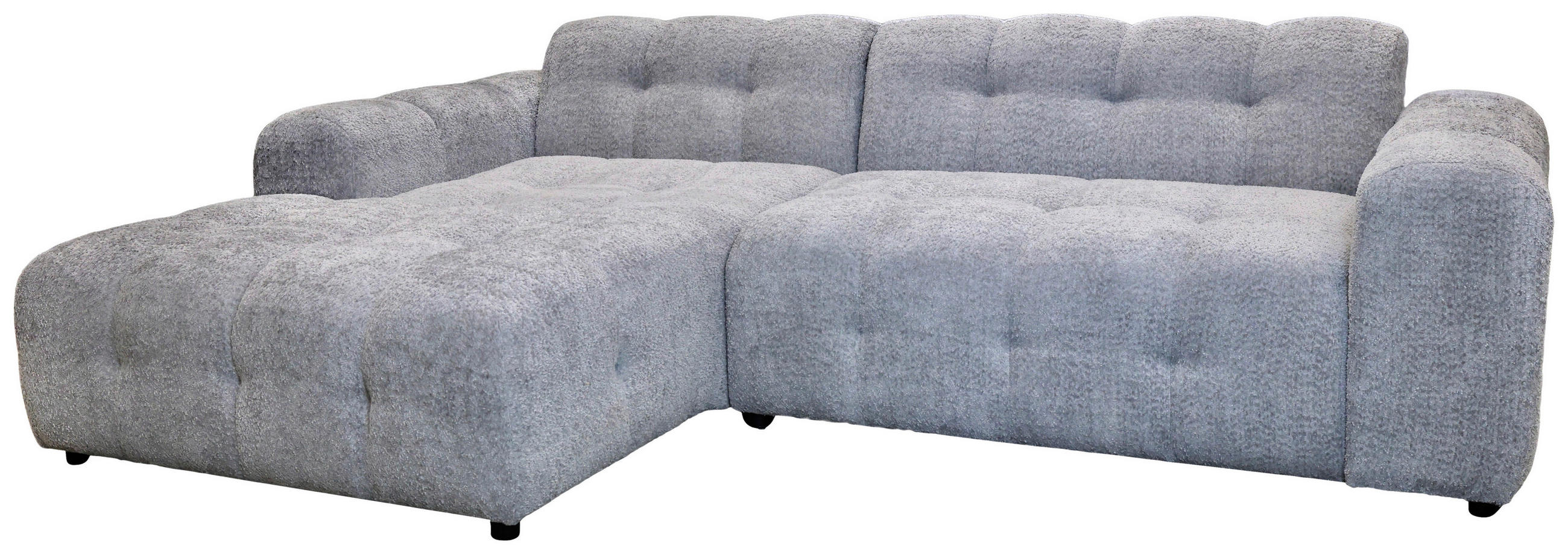 ECKSOFA RUNO in Bouclé Grau  175/270 cm  - Schwarz/Grau, Design, Kunststoff/Textil (175/270cm) - MID.YOU