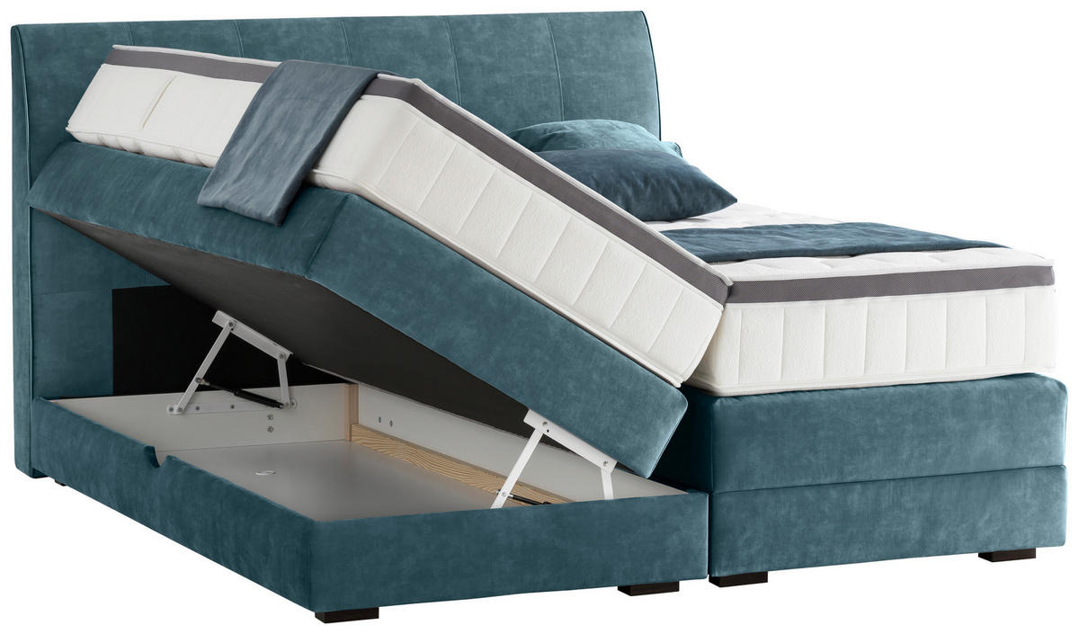 BOXSPRINGBETT 180/200 cm  in Petrol  - Wengefarben/Petrol, Konventionell, Holz/Textil (180/200cm) - Novel