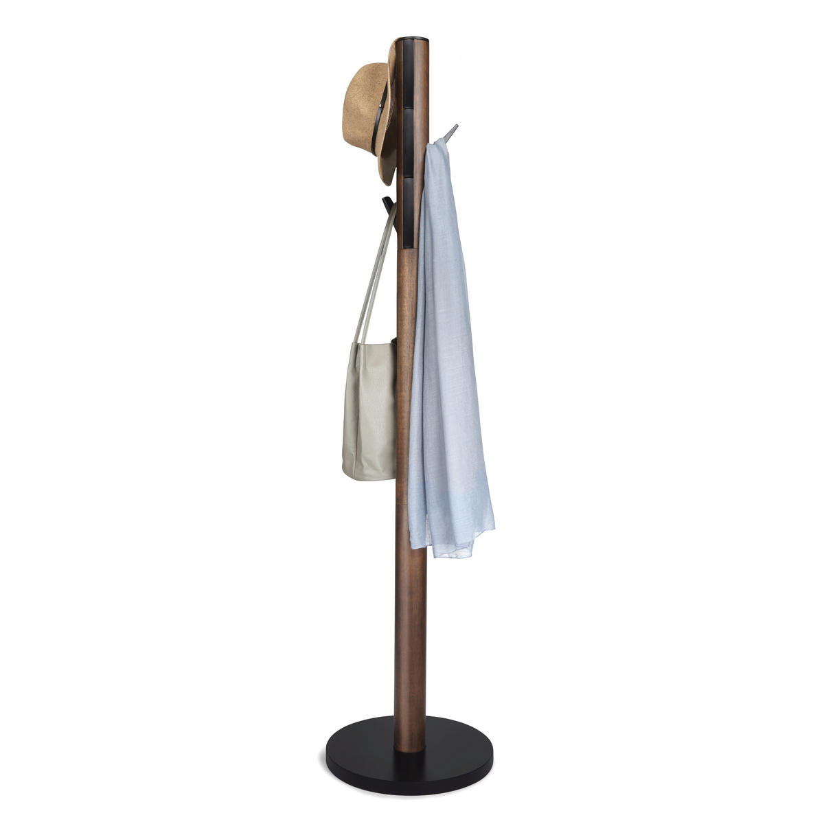 VEŠIAK NA ODEVY - čierna/farba vlašského orecha, Basics, drevo (40/168/40cm) - Umbra