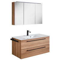 BADEZIMMER 3-teilig  in 101,2 cm  - Eichefarben/Schwarz, KONVENTIONELL, Glas/Holzwerkstoff (101,2cm) - Novel