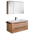 BADEZIMMER 3-teilig  in 101,2 cm  - Eichefarben/Schwarz, KONVENTIONELL, Glas/Holzwerkstoff (101,2cm) - Novel