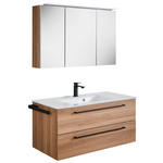 BADEZIMMER 3-teilig  in 101,2 cm  - Eichefarben/Schwarz, KONVENTIONELL, Glas/Holzwerkstoff (101,2cm) - Novel