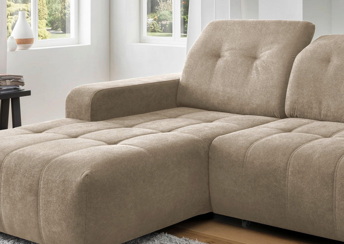ECKSOFA Vicari Hellbraun Chenille  - Hellbraun/Schwarz, MODERN, Textil/Metall (292/185cm) - Livetastic