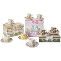 ESZPRESSZÓ CSÉSZE ÉS CSÉSZEALJ  - lila/sárga, Lifestyle, kerámia (8,5/5,5cm)