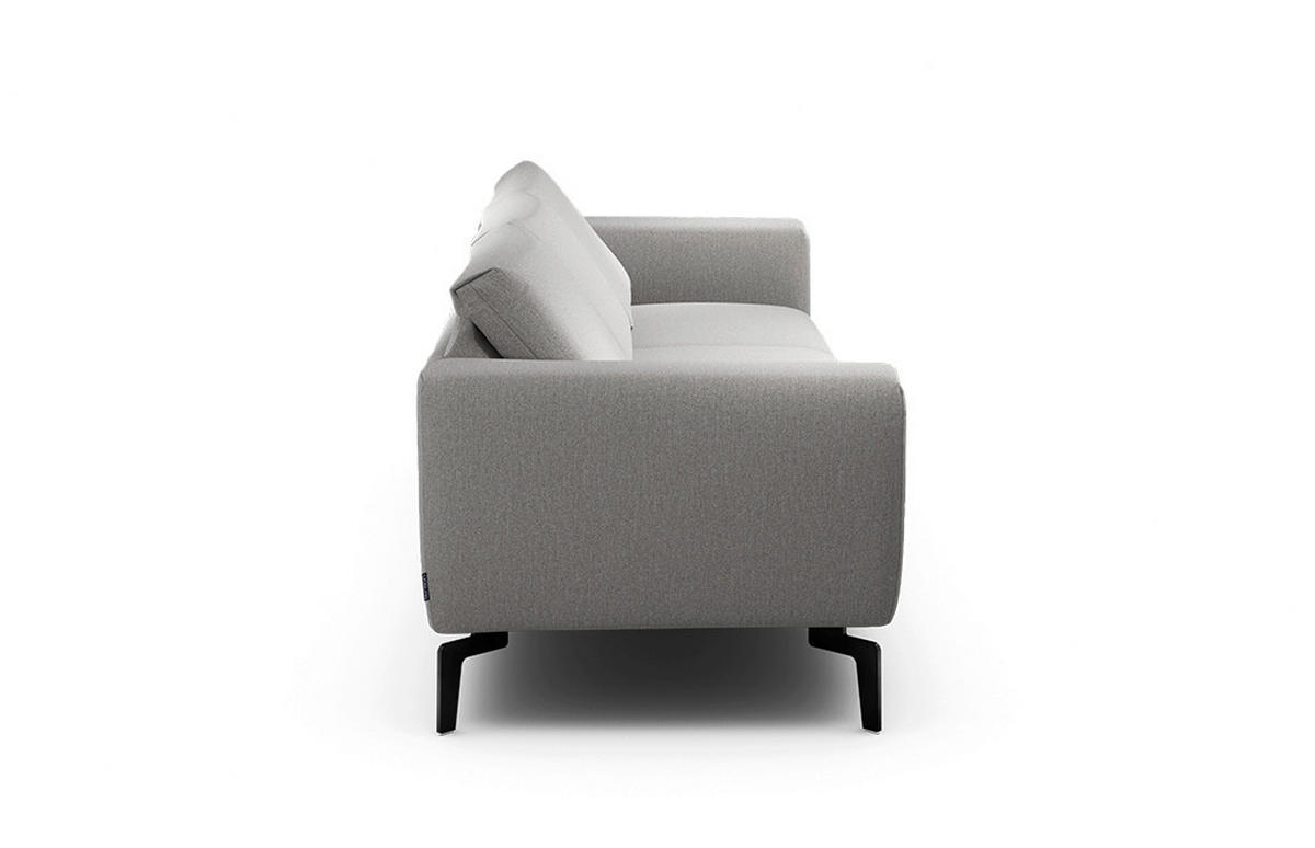 3-SITZER-SOFA Chenille Hellgrau  - Hellgrau/Schwarz, Design, Textil/Metall (250/86/86-94cm) - SENSOO