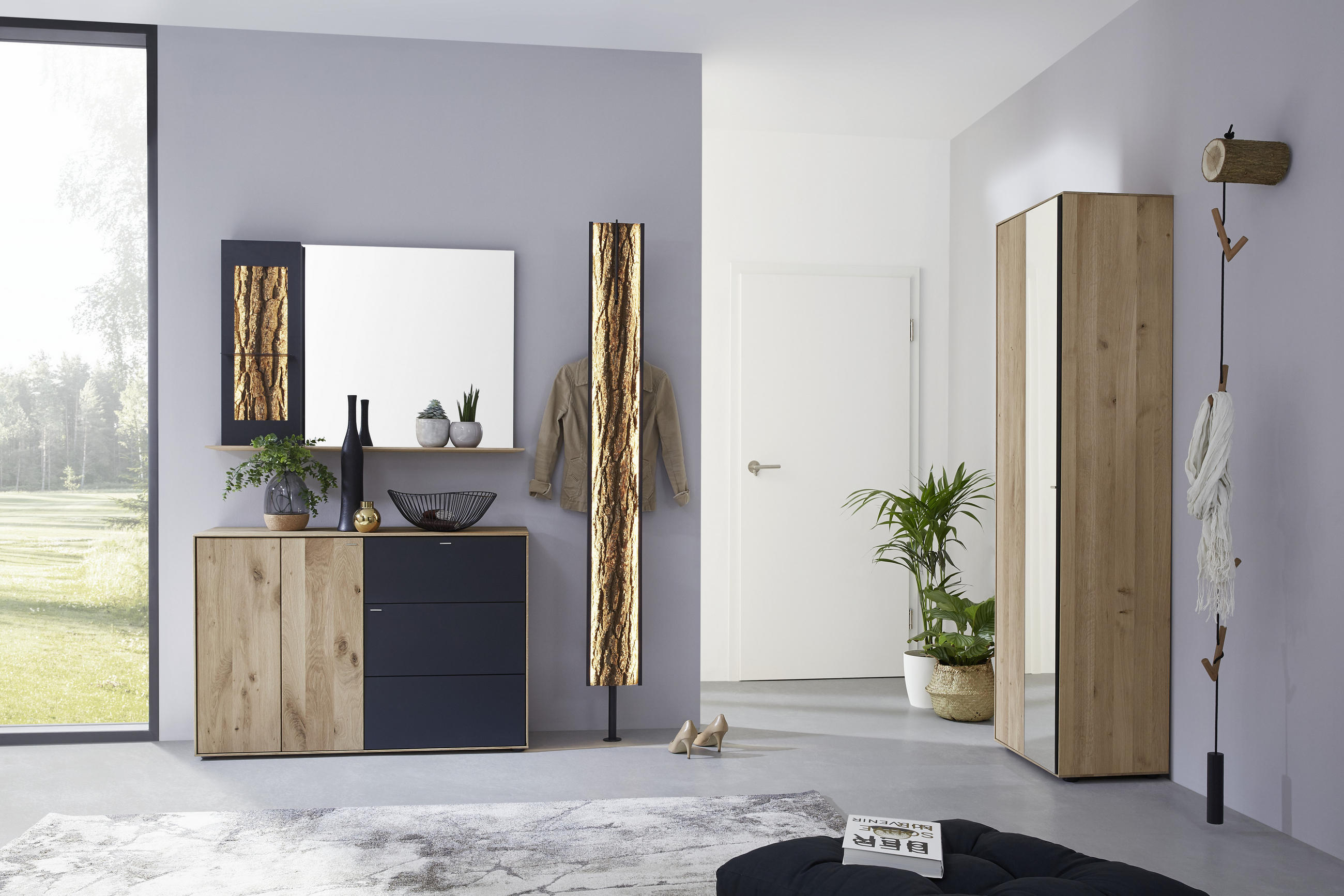SCHUHSCHRANK Kerneiche vollmassiv Anthrazit, Eichefarben - Eichefarben/Anthrazit, Natur, Holz/Kunststoff (117,5/81/39cm) - Valnatura