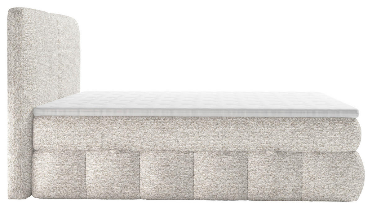 BOXBETT 160/200 cm,  in Creme, Bettkasten, Topper, Matratzen, H3 = fest  - Creme/Schwarz, KONVENTIONELL, Kunststoff/Textil (160/200cm) - Carryhome