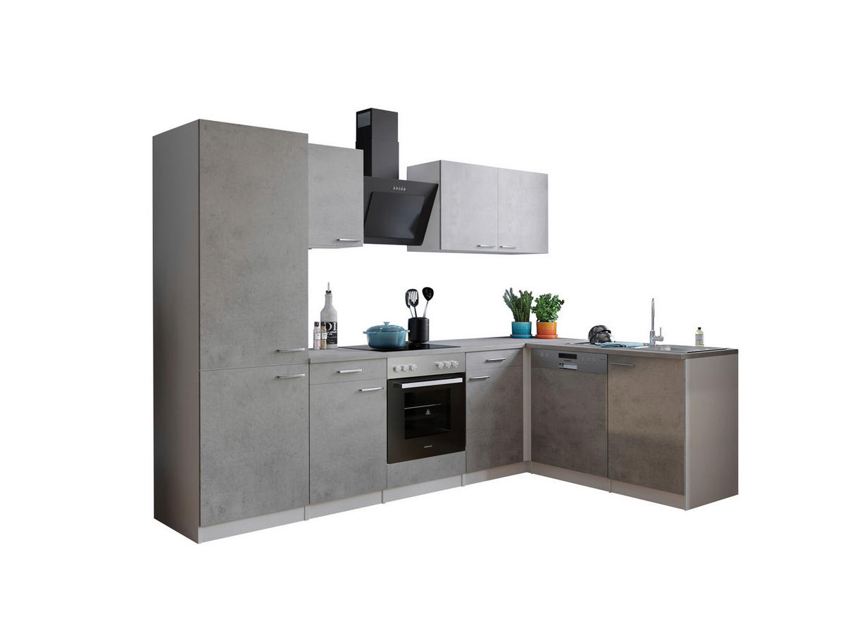 HÖRNKÖK 280/172 cm  i grå, vit  - stålfärgad/vit, Basics, metall/trämaterial (280/172cm) - Respekta