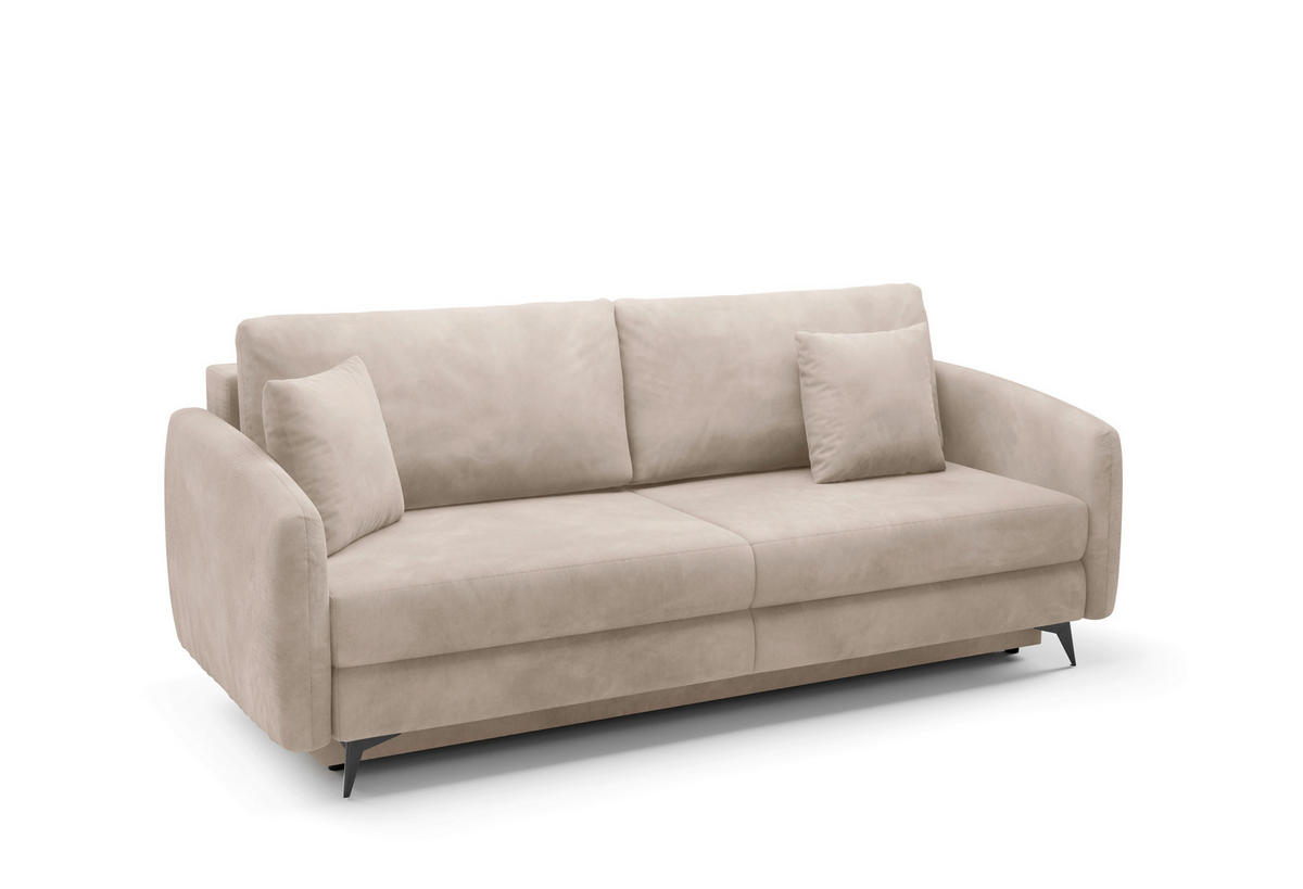 SCHLAFSOFA INGRID  mit Plüsch Beige  - Beige/Creme, Design, Textil/Metall (230/100/103cm) - Livetastic
