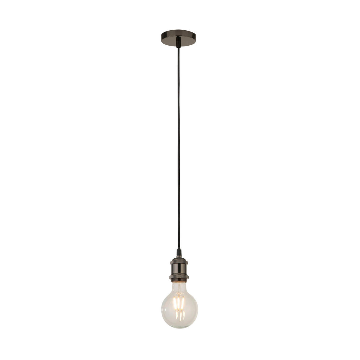 PENDELLEUCHTE 9,8/300 cm  - Schwarzchrom, KONVENTIONELL, Metall (9,8/300cm)
