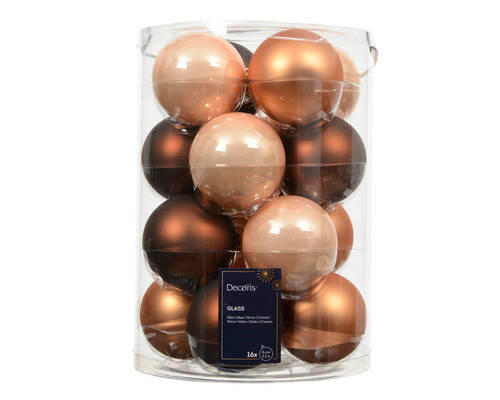 JULGRANSKULOR SET - pärlemor/brun, Klassisk, glas (8,00cm)