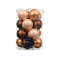 CHRISTBAUMKUGEL-SET 8,00 cm 16-teilig  - Cognac/Perlmutt, KONVENTIONELL, Glas (8,00cm)