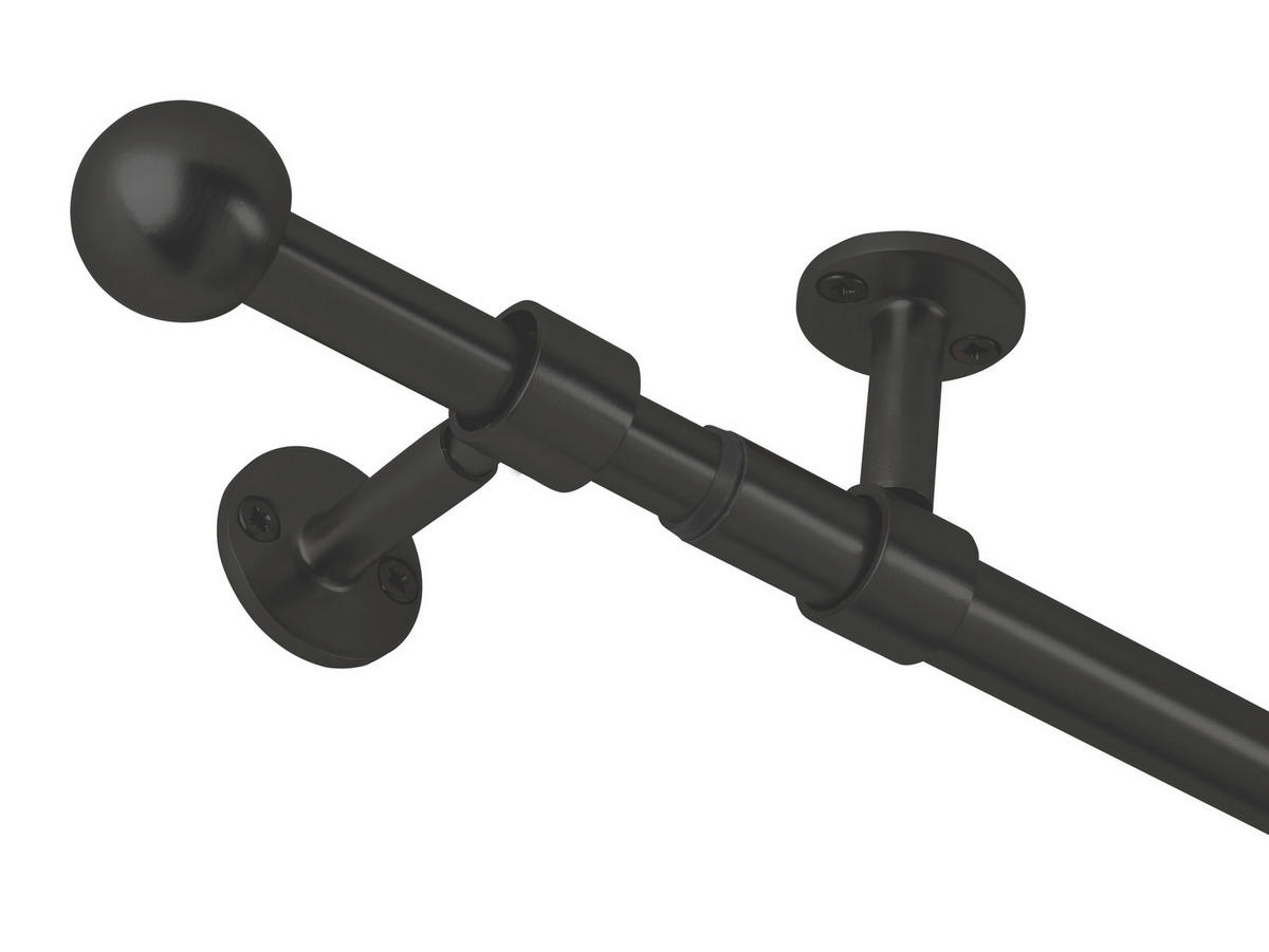 VORHANGSTANGENSET   - Schwarz, Basics, Metall (120/8/3.3cm)
