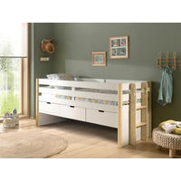 STAURAUMBETT 90/200 cm  in Weiß, Kieferfarben  - Weiß/Kieferfarben, MODERN, Holz/Holzwerkstoff (90/200cm) - Vipack