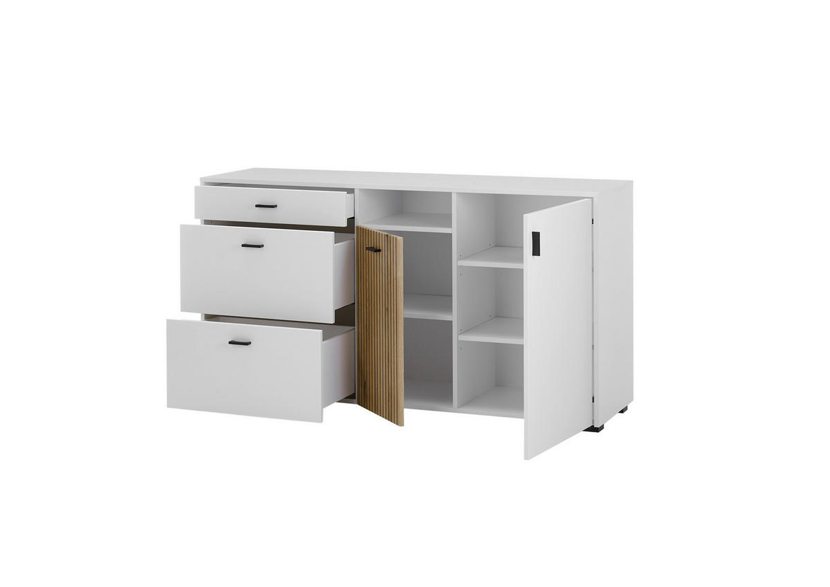 SIDEBOARD  in  - Eichefarben/Schwarz, Design, Holzwerkstoff/Kunststoff (150cm) - MID.YOU