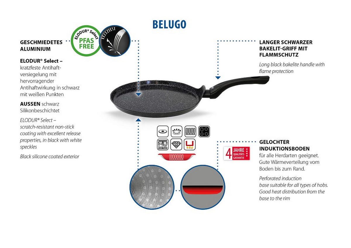 CREPESPFANNE 26 cm Keramikbeschichtung  - Schwarz, Basics, Metall (26cm) - ELO