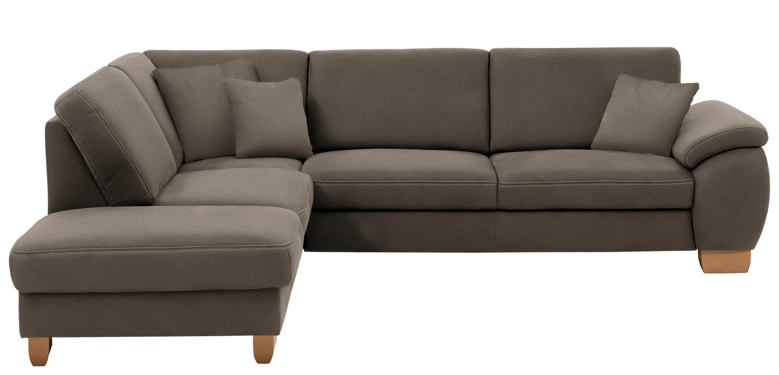 ECKSOFA in Mikrofaser Graubraun  236/286 cm  - Wildeiche/Graubraun, KONVENTIONELL, Holz/Textil (236/286cm) - Voleo