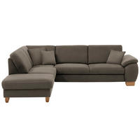ECKSOFA in Mikrofaser Graubraun  - Wildeiche/Graubraun, Konventionell, Holz/Textil (236/286cm) - Voleo