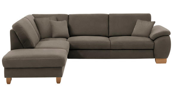 ECKSOFA in Mikrofaser Graubraun  - Wildeiche/Graubraun, KONVENTIONELL, Holz/Textil (236/286cm) - Voleo