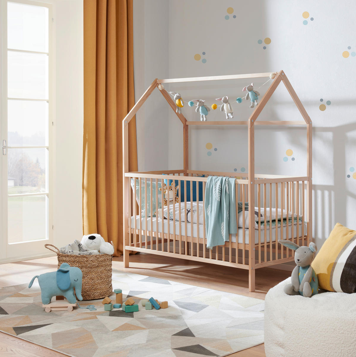GITTERBETT EMMA 144/75/161 cm  - Buchefarben, Trend, Holz (144/75/161cm) - My Baby Lou