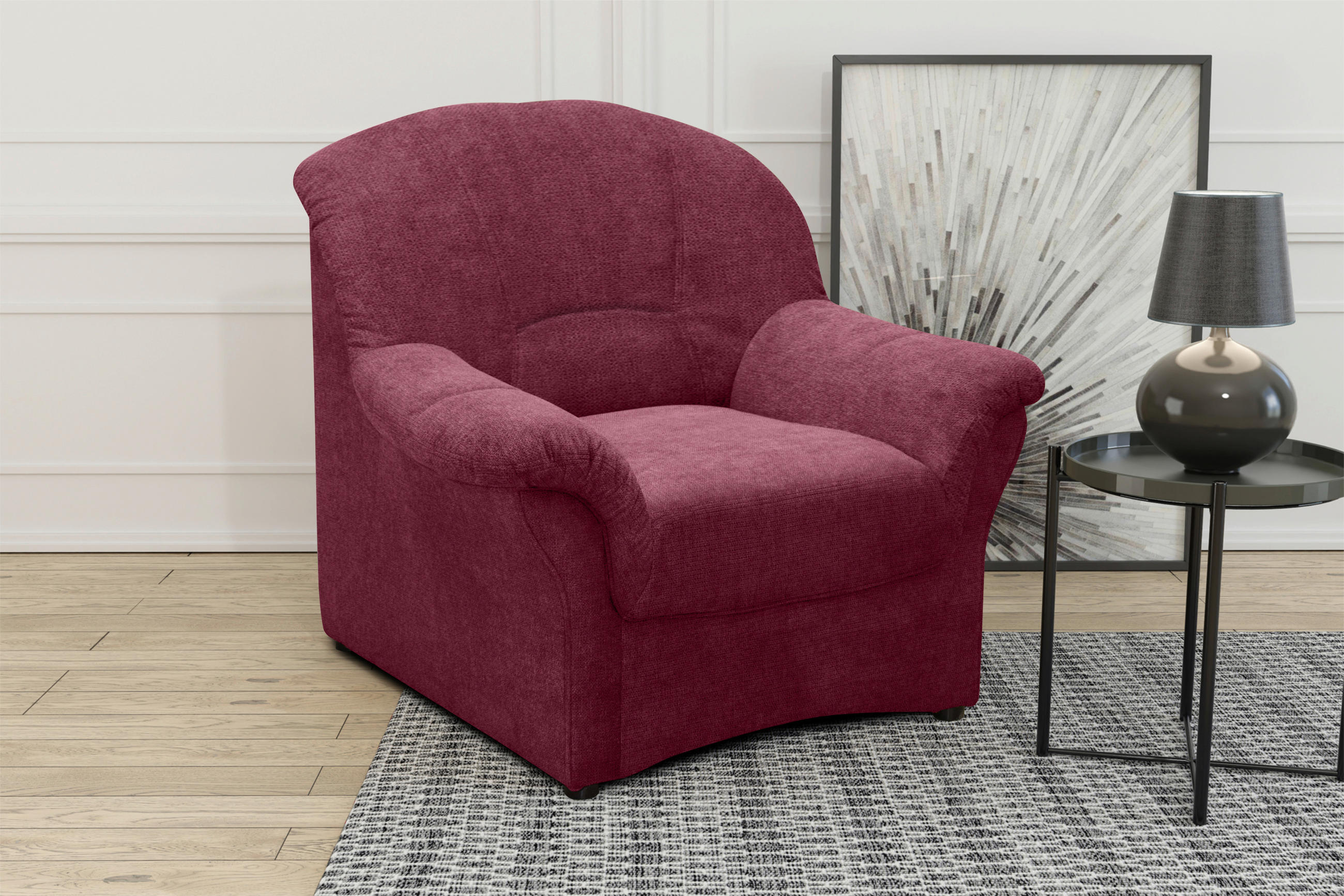 SESSEL Mikrofaser Beere    - Beere/Schwarz, KONVENTIONELL, Kunststoff/Textil (99/84/82cm) - MID.YOU