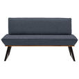 SITZBANK 160/87/64 cm Webstoff Eichefarben, Anthrazit, Schwarz Eiche massiv Metall  - Eichefarben/Anthrazit, Design, Holz/Textil (160/87/64cm) - Voleo