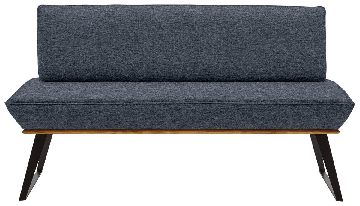 SITZBANK 160/87/64 cm Webstoff Eichefarben, Anthrazit, Schwarz Eiche massiv Metall  - Eichefarben/Anthrazit, Design, Holz/Textil (160/87/64cm) - Voleo