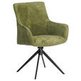 ARMLEHNSTUHL  Stoffauswahl, Sitzfläche 360° drehbar, inklusive Armlehnen Webstoff  - Schwarz/Grün, Design, Textil/Metall (64/88/60cm) - Novel