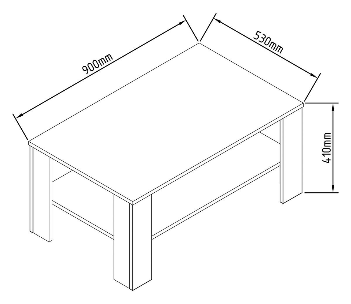 COUCHTISCH in Holzwerkstoff 90/53/41 cm  - Honigeiche/Schwarz, Modern, Holzwerkstoff (90/53/41cm) - MID.YOU