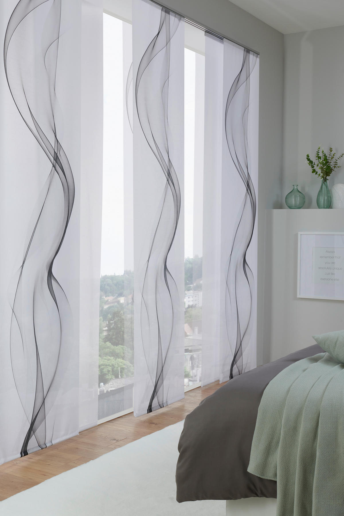 FLÄCHENVORHANG in Grau, Weiß halbtransparent  - Weiß/Grau, Design, Textil (60/245cm) - Novel