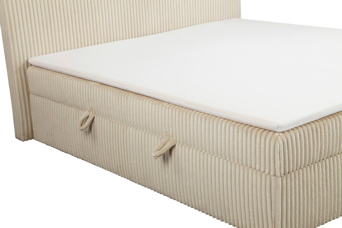 BOXBETT 180/200 cm,  in Grau, gepolstertes Kopfteil, Bettkasten, Topper, Matratzen, H3 + H3 = fest  - Schwarz/Grau, Basics, Kunststoff/Textil (180/200cm) - Chameo